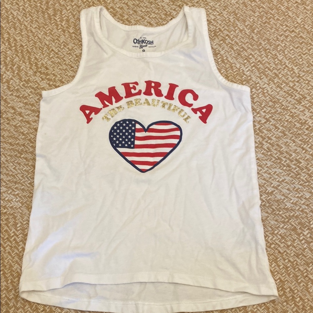 OshKosh B'gosh White Tank Top with American Flag Heart